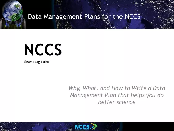 data management plans for the nccs