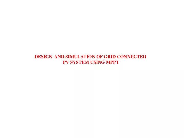 design and simulation of grid connected pv system