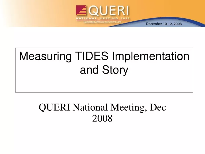 measuring tides implementation and story