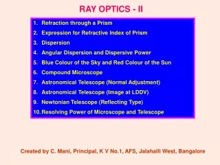 RAY OPTICS - II