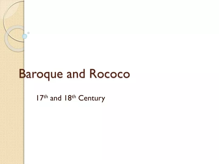 baroque and rococo