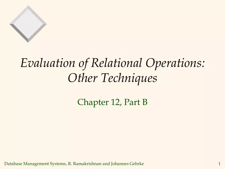 evaluation of relational operations other techniques