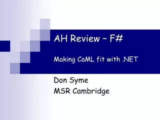 AH Review – F# Making CaML fit with .NET