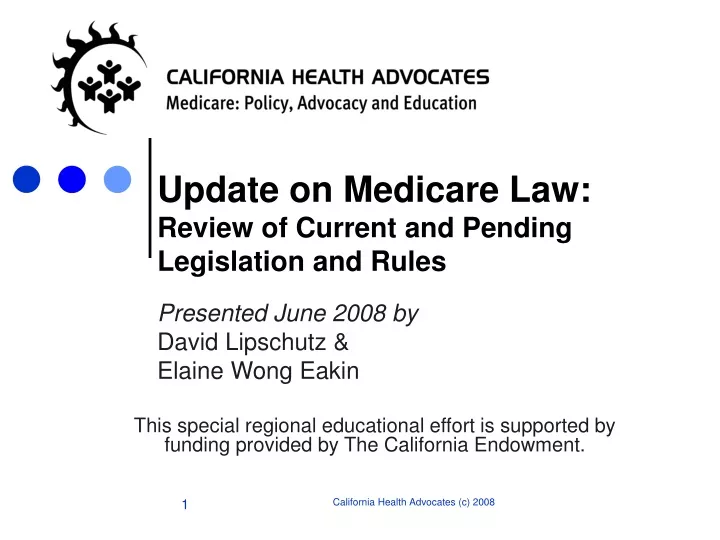 update on medicare law review of current and pending legislation and rules