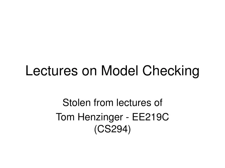 lectures on model checking