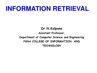 Dr.N.Kalpana  Assistant Professor,   Department of Computer Science and Engineering