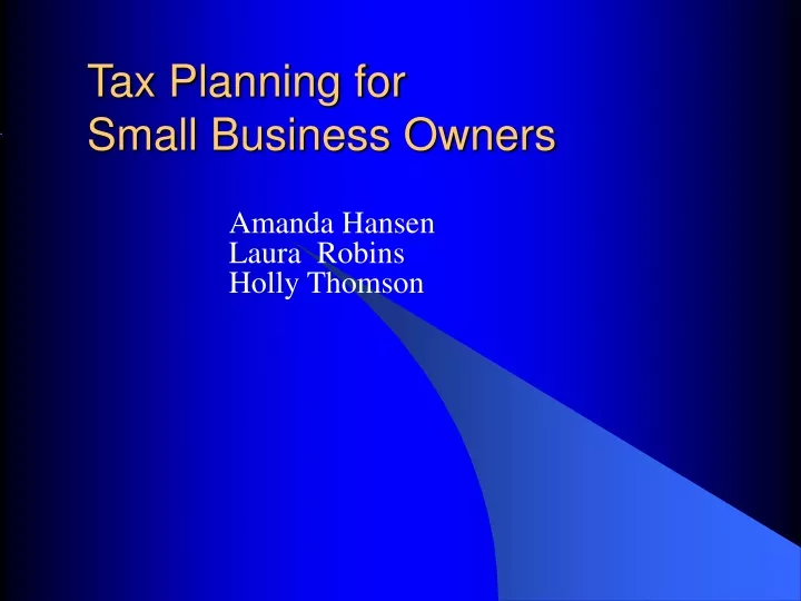 tax planning for small business owners