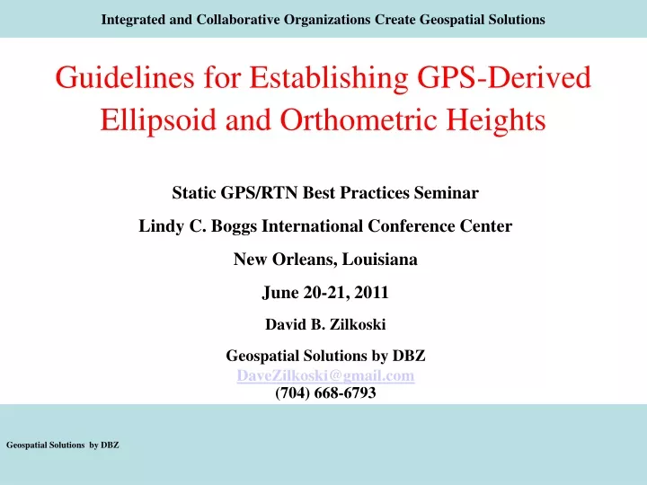 guidelines for establishing gps derived ellipsoid and orthometric heights