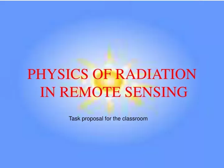 physics of radiation in remote sensing