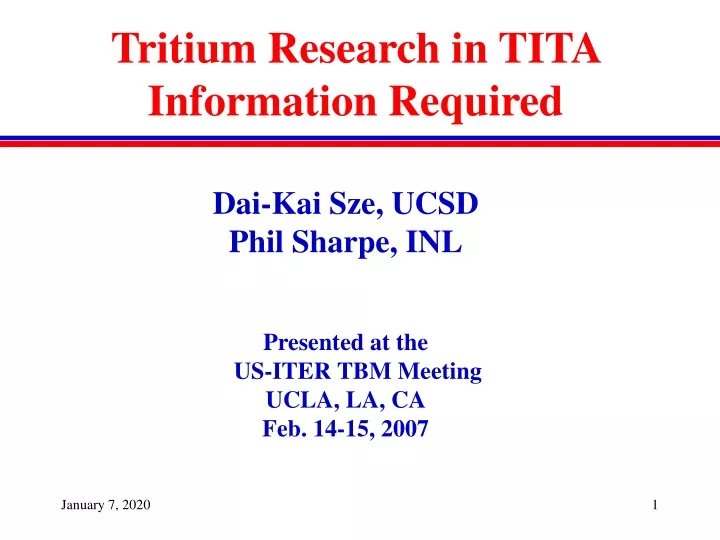 tritium research in tita information required