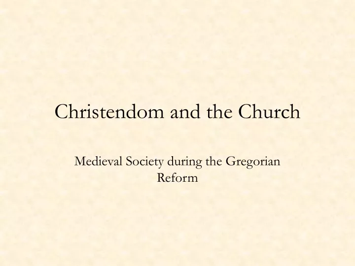 christendom and the church