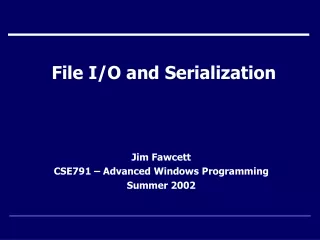 File I/O and Serialization