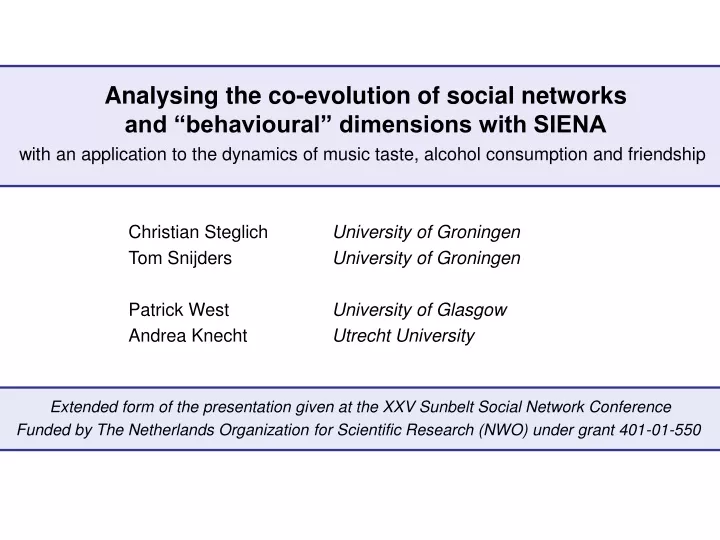 analysing the co evolution of social networks