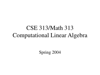 CSE 313/Math 313 Computational Linear Algebra