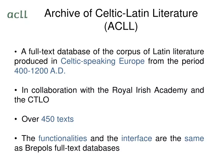archive of celtic latin literature acll