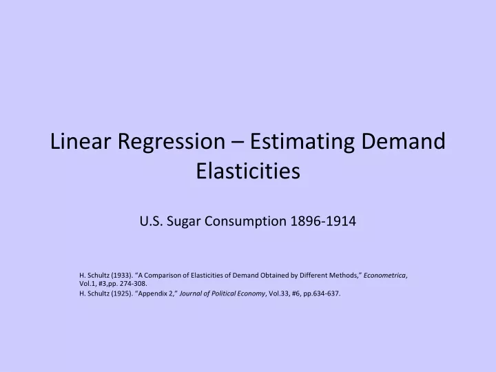 linear regression estimating demand elasticities
