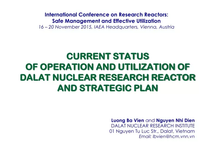 current status of operation and utilization of dalat nuclear research reactor and strategic plan
