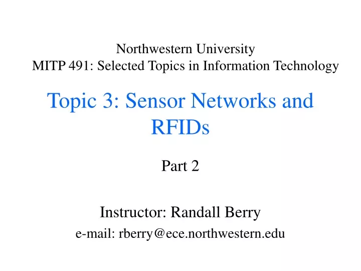 topic 3 sensor networks and rfids