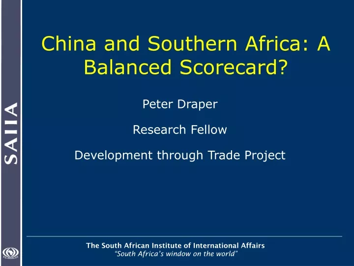 china and southern africa a balanced scorecard