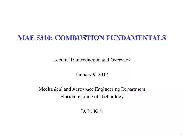 mae 5310 combustion fundamentals