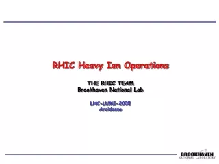RHIC Heavy Ion Operations THE RHIC TEAM Brookhaven National Lab LHC-LUMI-2005 Arcidosso