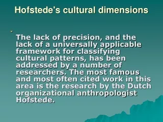 Hofstede's cultural dimensions