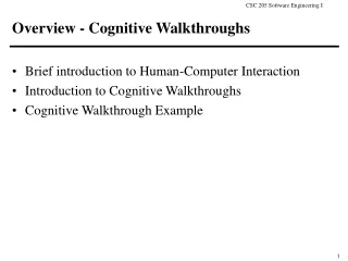 Overview - Cognitive Walkthroughs