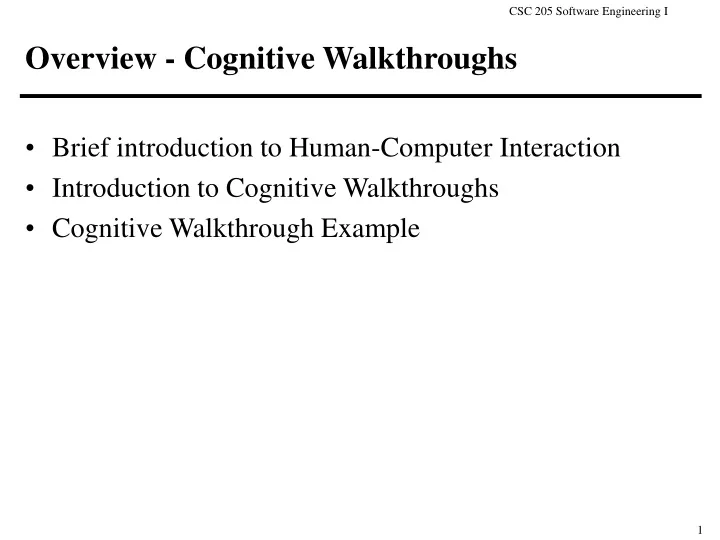 overview cognitive walkthroughs
