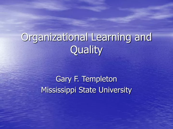 organizational learning and quality