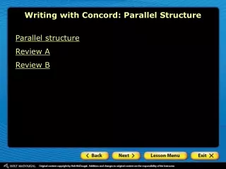 Writing with Concord: Parallel Structure