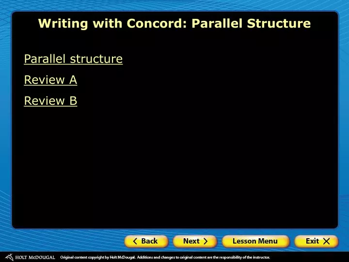 writing with concord parallel structure