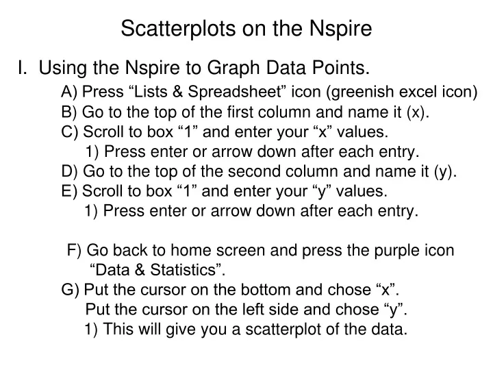 scatterplots on the nspire
