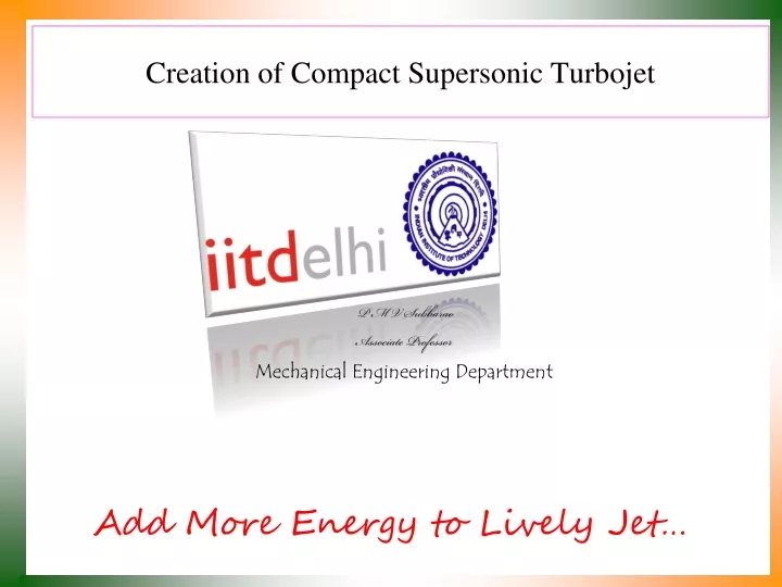 creation of compact supersonic turbojet