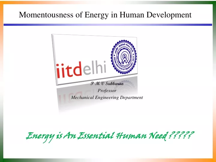momentousness of energy in human development