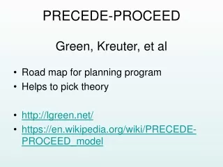 PRECEDE-PROCEED Green, Kreuter, et al