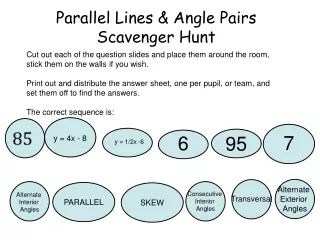 Parallel Lines &amp; Angle Pairs Scavenger Hunt