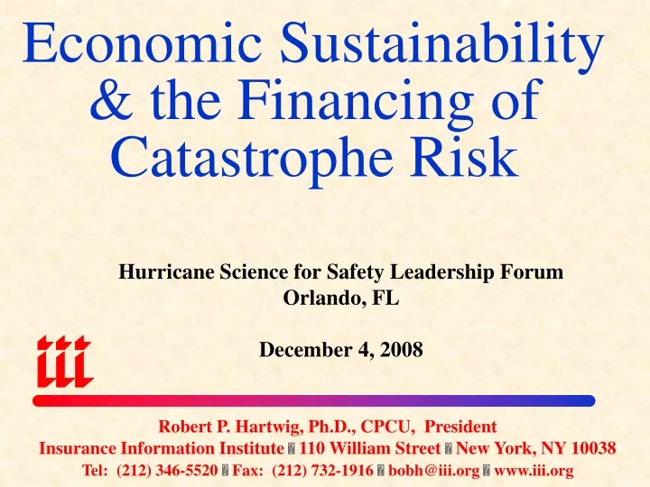 economic sustainability the financing of catastrophe risk