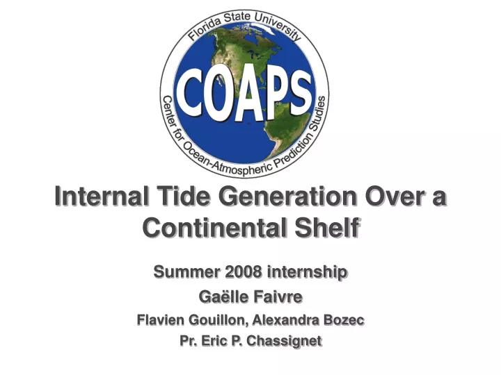 internal tide generation over a continental shelf
