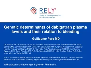 Genetic determinants of  dabigatran  plasma levels and their relation to bleeding