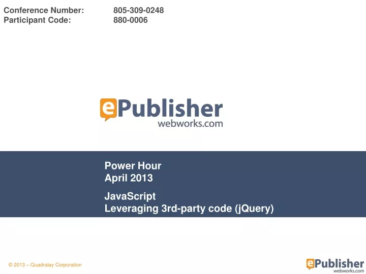 power hour april 2013 javascript leveraging 3rd party code jquery