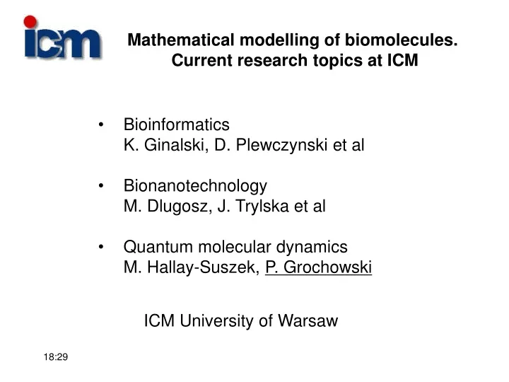 mathematical modelling of biomolecules current