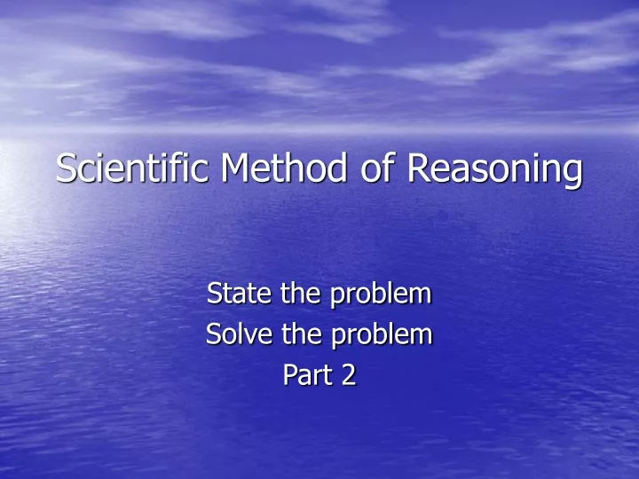 scientific method of reasoning