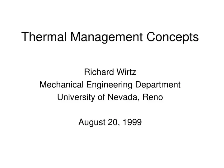 thermal management concepts