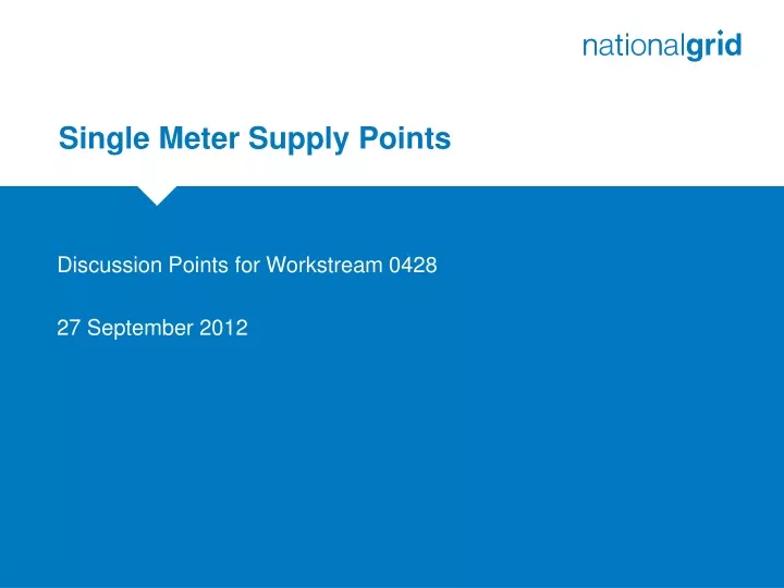 single meter supply points