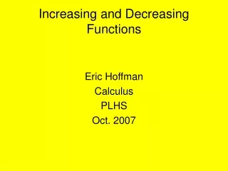 Increasing and Decreasing Functions