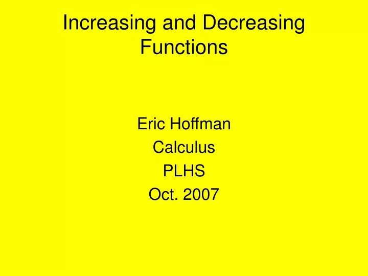 increasing and decreasing functions
