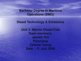Bachelor Degree in Maritime Operations (BMO) Diesel Technology &amp; Emissions