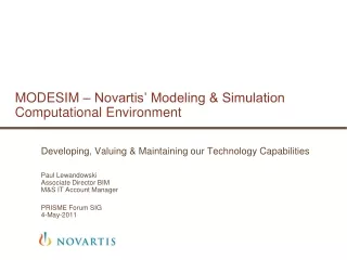MODESIM – Novartis’ Modeling &amp; Simulation Computational Environment