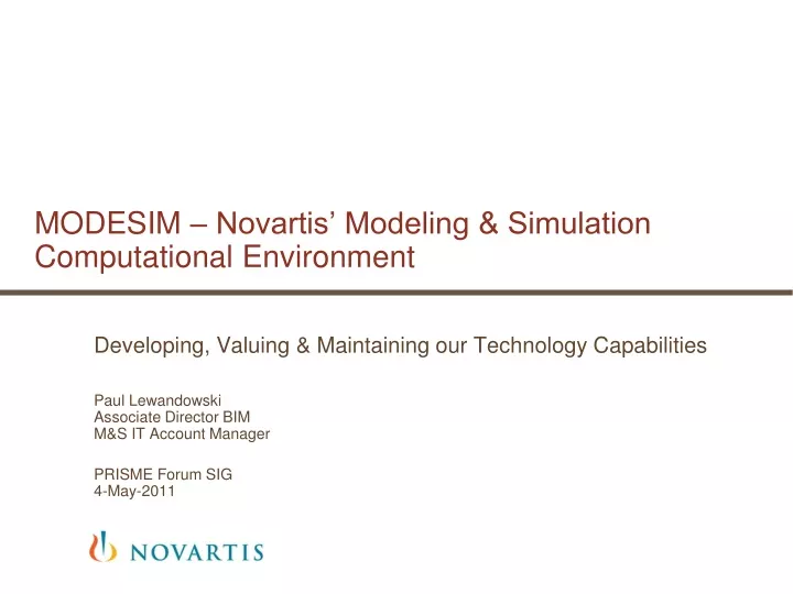 modesim novartis modeling simulation computational environment