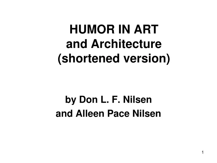 humor in art and architecture shortened version